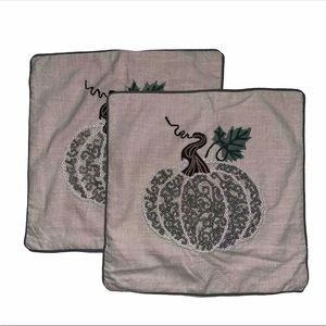 Devi Designs Set of 2 Knotted Pumpkin Pillow Covers Light Green Beige